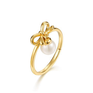 Pearl Bow Engagement Ring 925 Sterling Silver Ring
